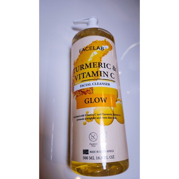 Facelab Turmeric & Vitamin C Glow Micellar Water & Facial Cleanser 500ml Set - Picture 5 of 9